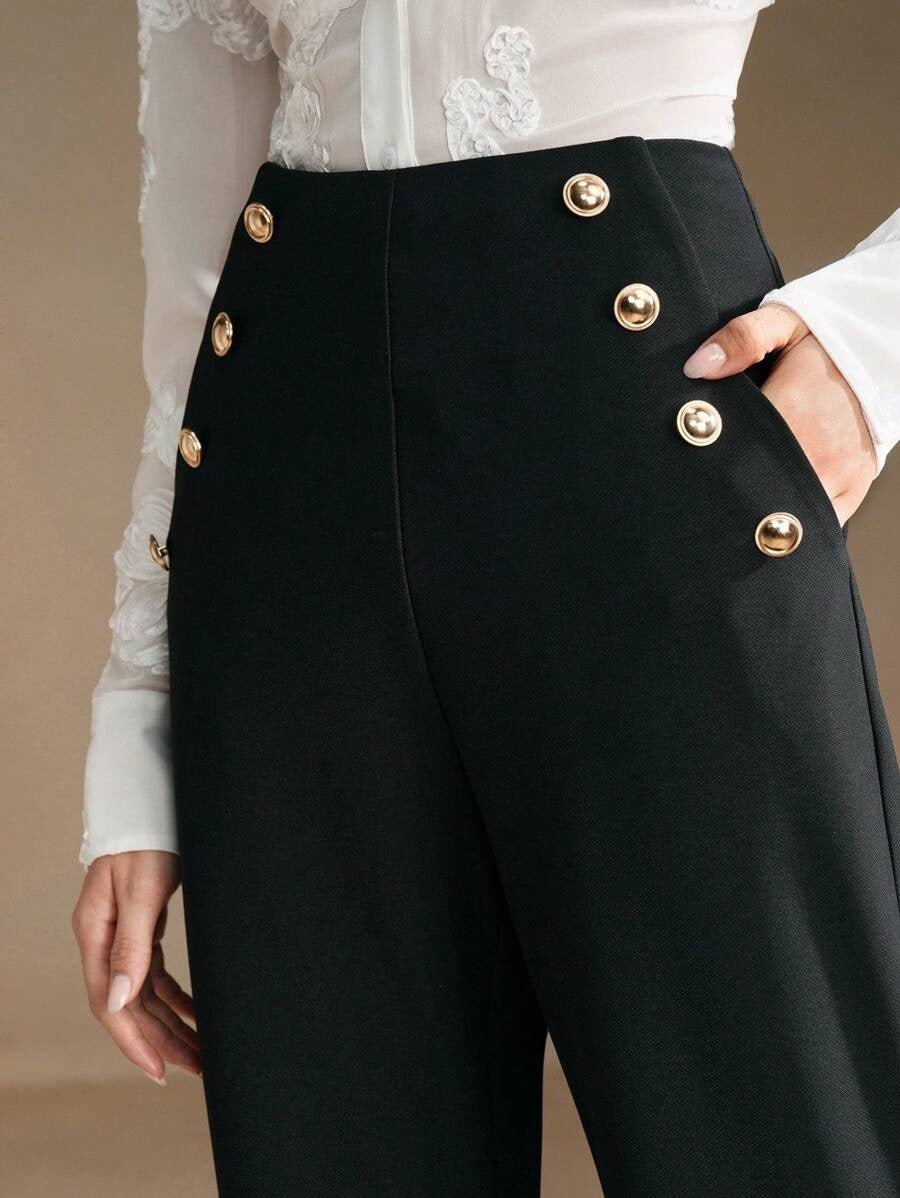 High Waist Flared Air Slimming Draped Pants Women - Relivaro