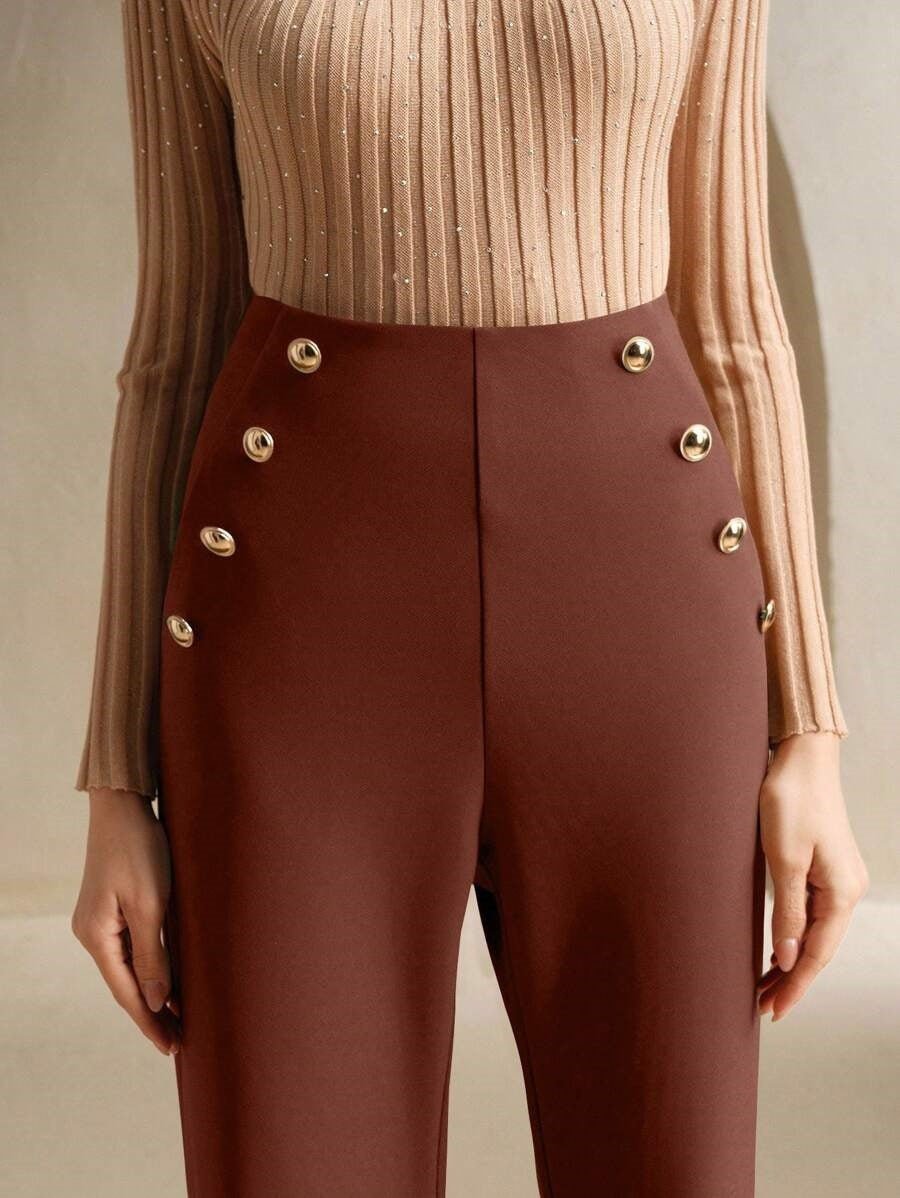 High Waist Flared Air Slimming Draped Pants Women - Relivaro