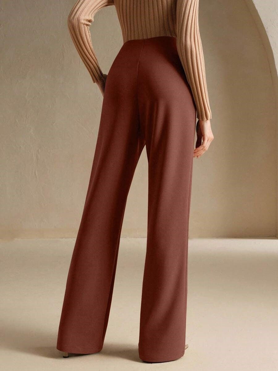 High Waist Flared Air Slimming Draped Pants Women - Relivaro