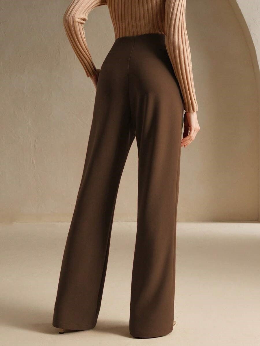 High Waist Flared Air Slimming Draped Pants Women - Relivaro