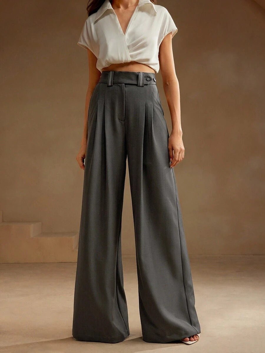 High Waist Temperament Draping Wide - leg Trousers For Women - Relivaro