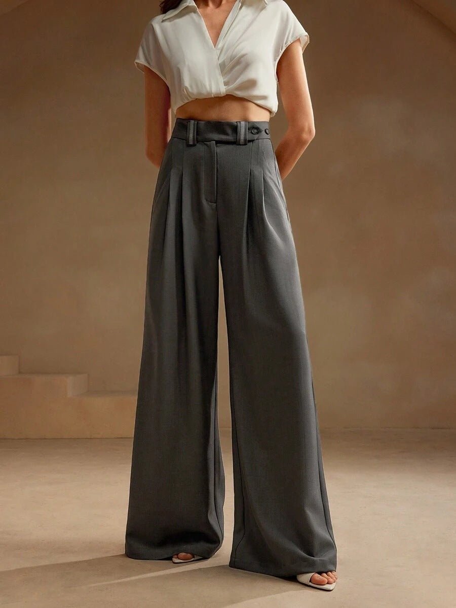 High Waist Temperament Draping Wide - leg Trousers For Women - Relivaro