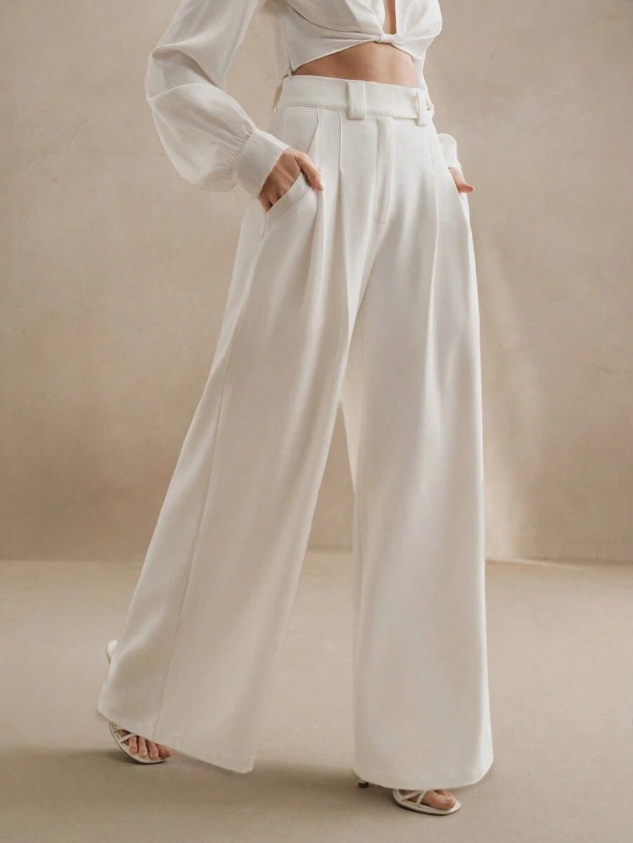 High Waist Temperament Draping Wide - leg Trousers For Women - Relivaro