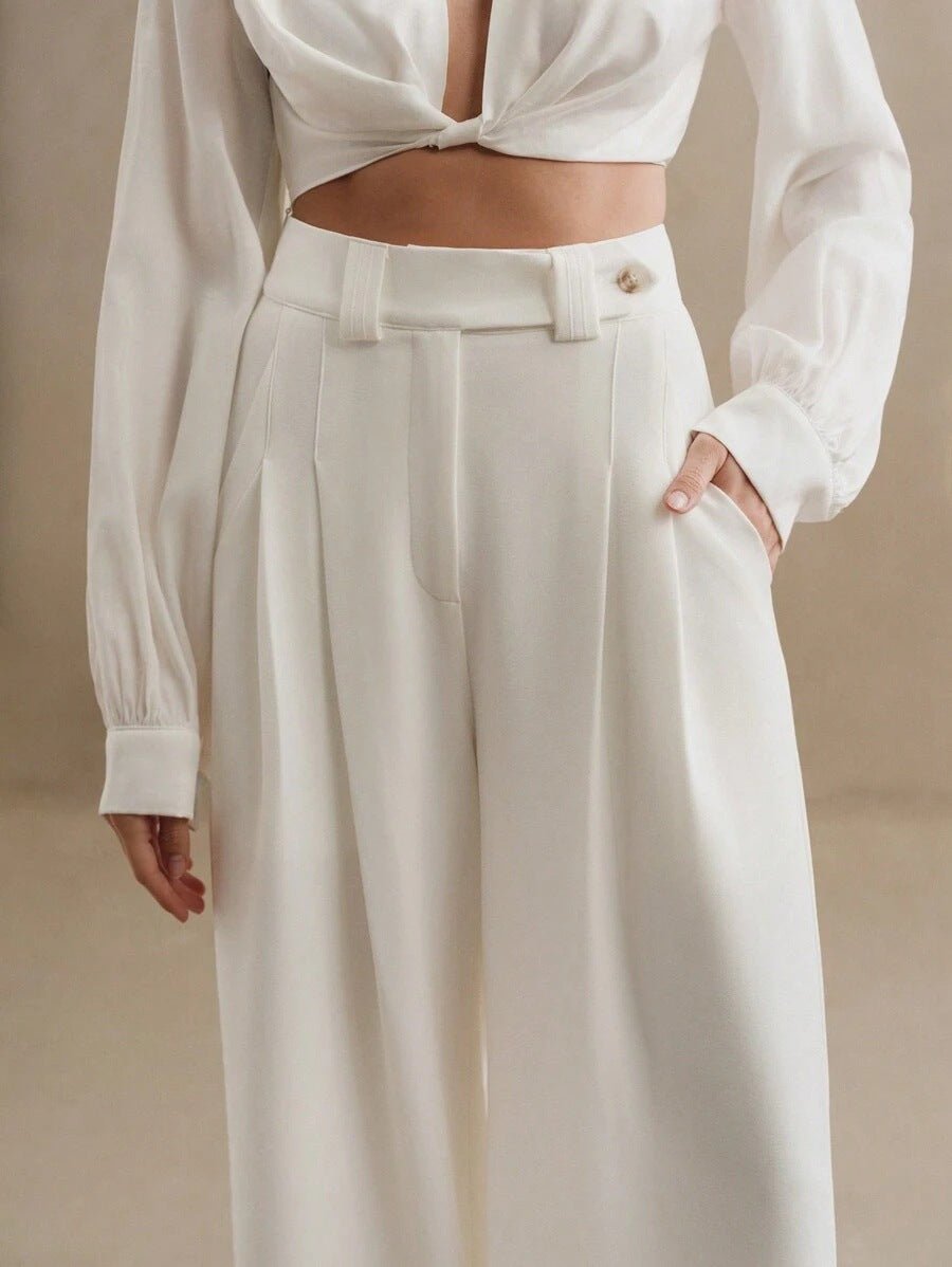 High Waist Temperament Draping Wide - leg Trousers For Women - Relivaro