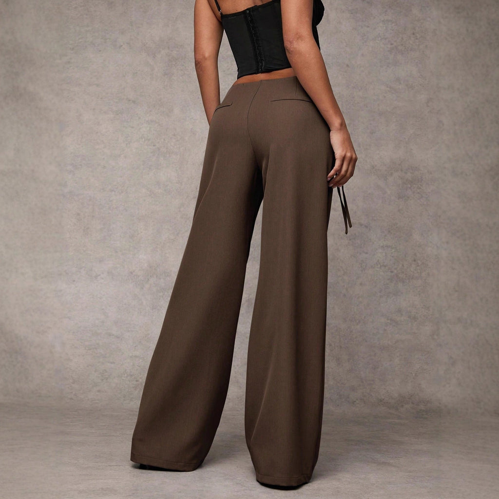 Women's Casual Fashion Design Low - waist Slightly Flared Suit Pants - Relivaro